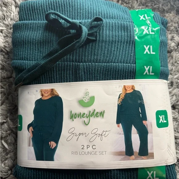Honeydew Intimates Super Soft 2PC Rib Lounge Set - Teal Green, XL - Picture 1 of 2